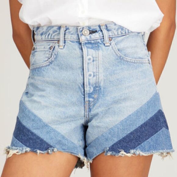 Moussy Vintage MV High Rise Patchwork Gratiot Denim Shorts Size 29 NWT - Picture 1 of 16
